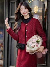 现货！！时尚小香风套装裙女秋冬季新款气质超好看两件套装，女装套装/套裙，众宇琦