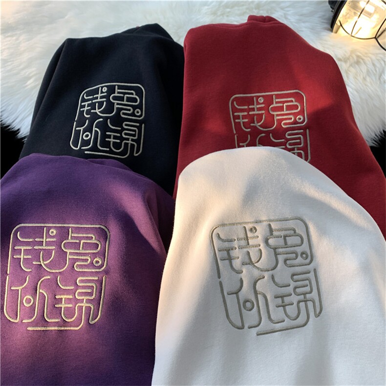 春季日系复古风刺绣宽松卫衣YT03P60控79,男装卫衣,星座712