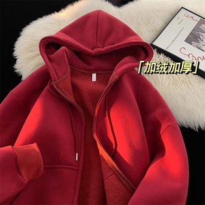 高克重潮流休闲大码连帽加绒加厚开衫卫衣23XW99501J-特批40图片