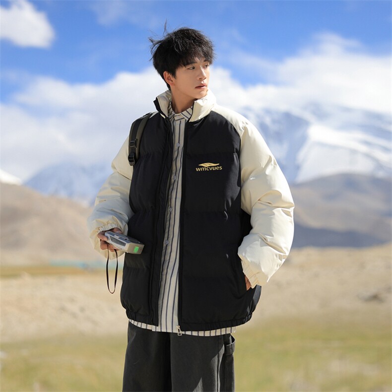 现货抖音得物可供视频三防加厚羽绒拼接棉衣外套面包棉服86617,男装棉衣,电商A486