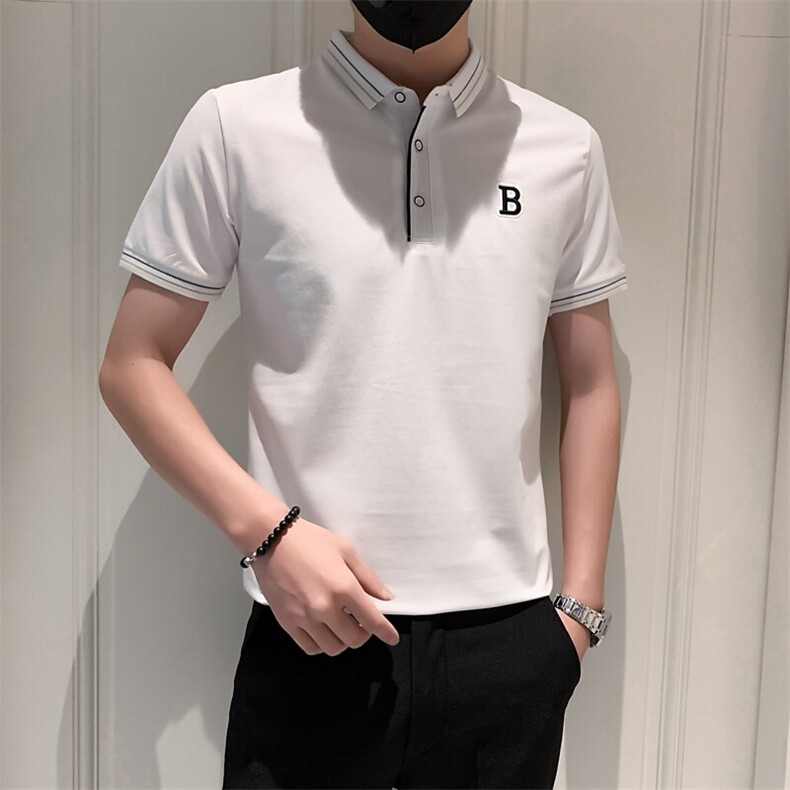3032-P40男士POLO衫短袖韩版潮流黑色T恤ins潮牌半袖社会小伙,男装Polo衫,电商D310B
