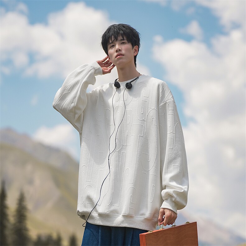 B225-A6444-P46-X58-字母提花圆领卫衣(聚酯纤维），男装卫衣，电商B225