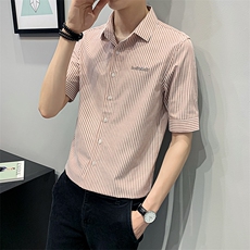 22夏季薄款衬衫男士短袖高级感休闲百搭条纹衬衣潮流CS186-P45，男装T恤，电商B413