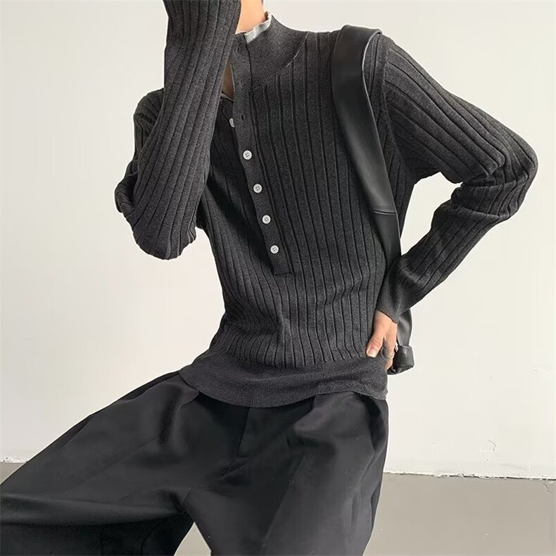 亨利领长袖针织衫假两件立领长袖打底衫修身上衣MY5608特P52,男装针织衫/毛衣,星座908-1