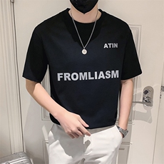 白色2023精神小伙修身男士圆领印花短袖T恤打底衫潮T093-P48控68，男装T恤，电商A108
