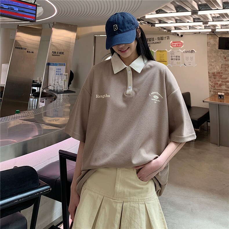 情侣装夏装2026新款港风宽松polo衫翻领夏季男装短袖T恤S187-P48,男装T恤,电商A233-1