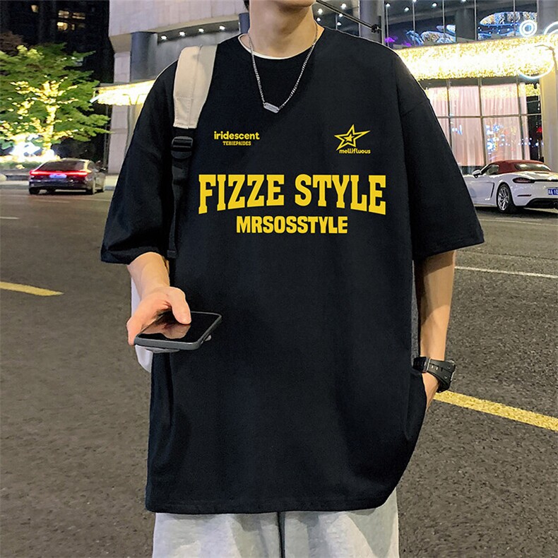 T788大码宽松纯棉运动圆领体恤衫oversize短袖T恤男重磅T,男装T恤,星座304A-1