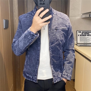 JK1856-P100水洗牛仔夹克春青年潮流美式复古休闲立领工装外套秋图片