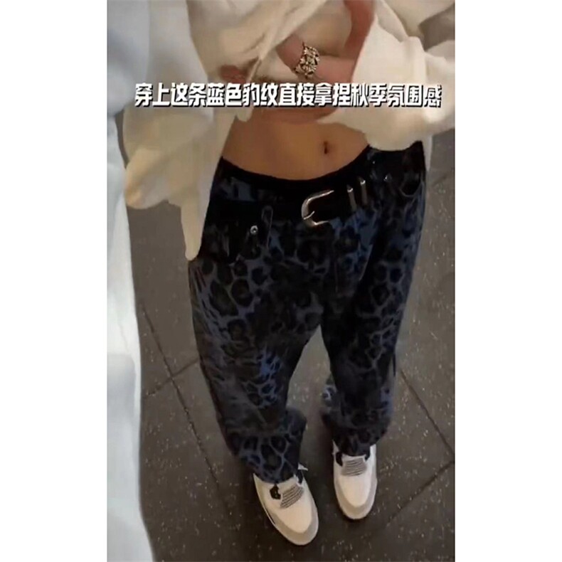 网图美式ins高街hiphop小从豹纹牛仔裤货号K2462P48,男装牛仔裤,电商A063