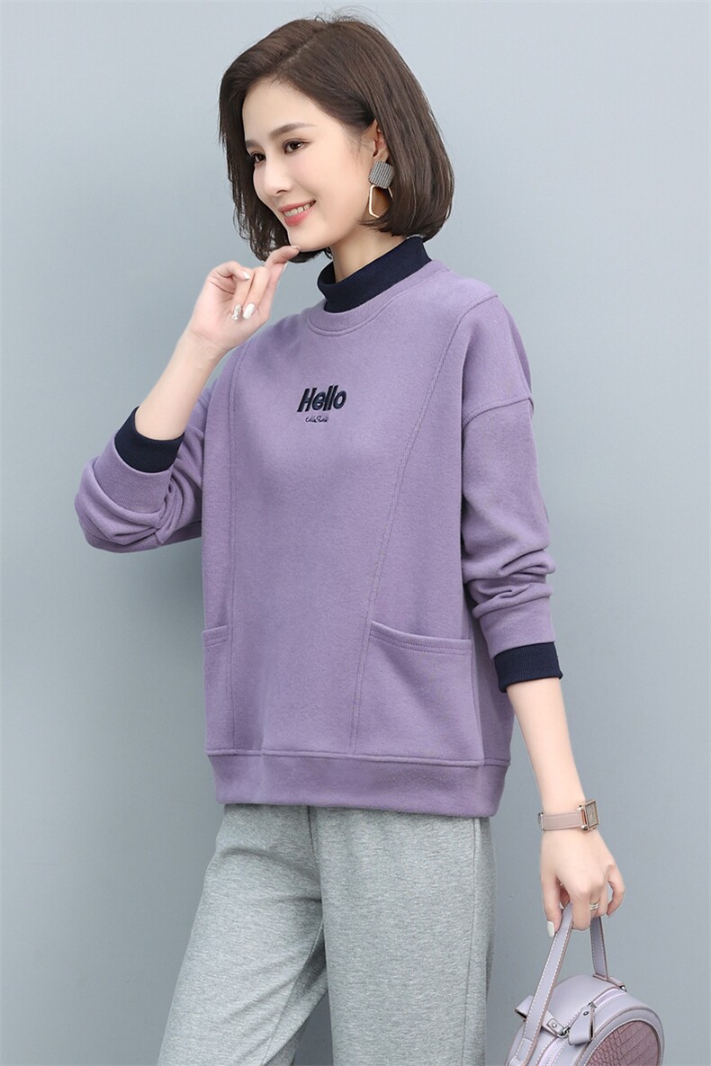 长期现货，女士卫衣秋款刺绣新款宽松时尚秋冬减龄长袖上衣潮,女装卫衣/绒衫,涵誉