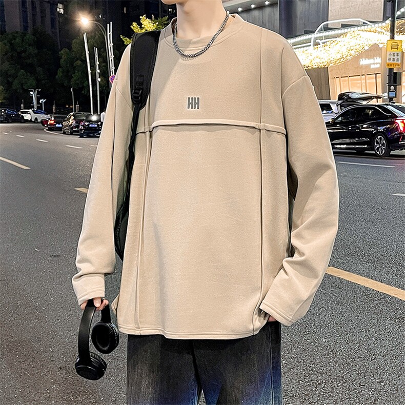 德绒卫衣2024秋季新款简约宽松套头圆领潮上衣情侣款WY0326-P38,男装卫衣,星座308B-2