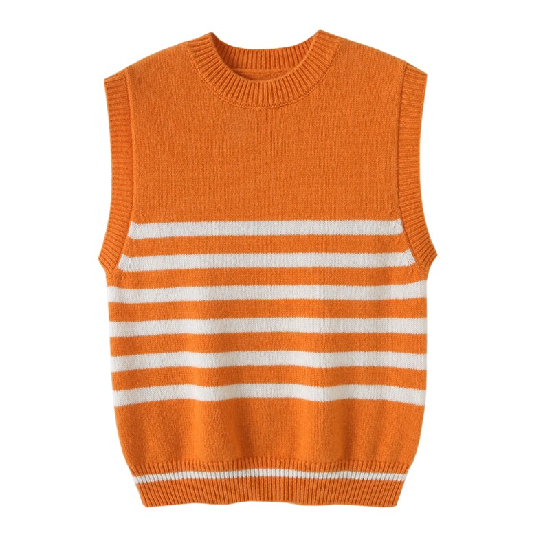 秋冬儿童纯山羊绒衫男女童羊绒拼色条纹背心，童装马夹/背心，瑞上羊绒