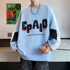 秋款潮流时尚男生长袖t恤印花衣服男港风圆领卫衣A436-215-P48，男装T恤，电商A436