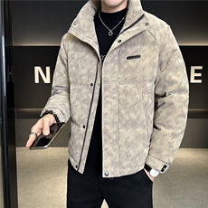 标50贴标花纹立领皮羽绒服男休闲上衣外套A329-YR9968-P225，男装羽绒服，电商A329
