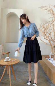 小衫搭半裙（松紧腰），女装半身裙，Linda Jean