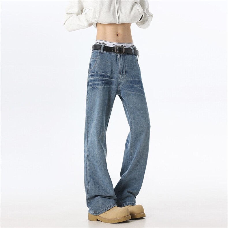 四季设计款牛仔裤闪电纹个性款修身微喇版型男女同款8927P45，男装牛仔裤，星座902A