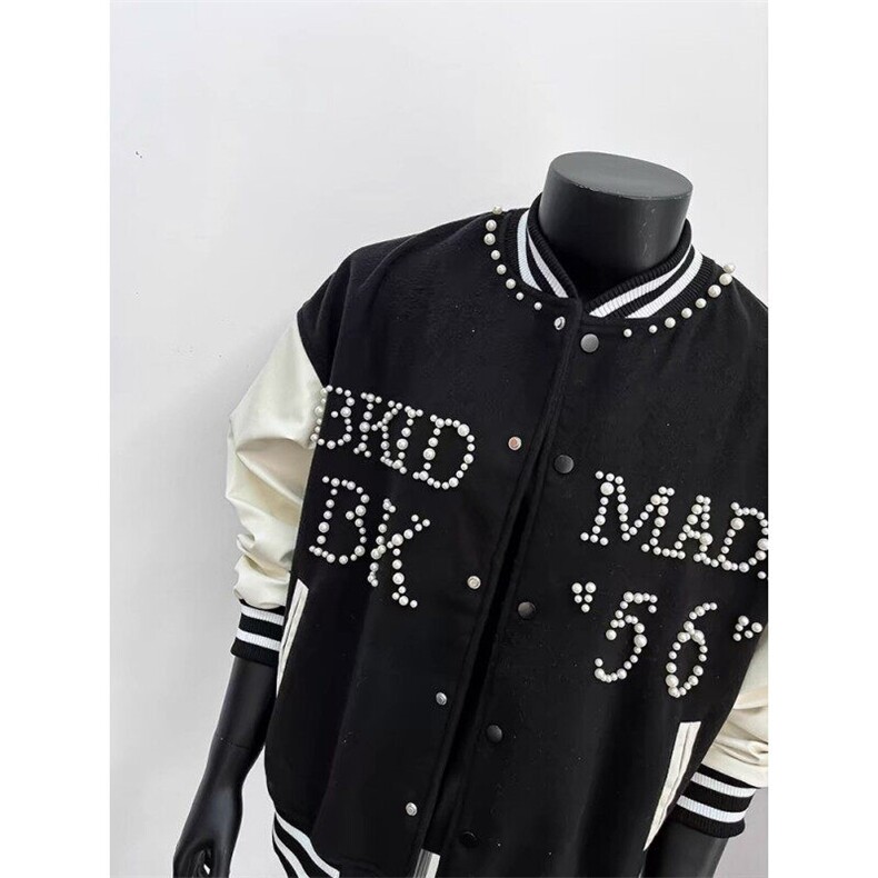 数字款珍珠红色棒球服撞色夹克外套JK0116-1-P105,男装夹克,星座313A(原308A-2)