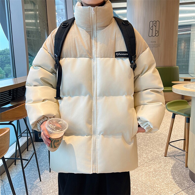 新款PU皮拼接灯芯绒立领棉衣男港风棉服冬季加厚棉袄MY619-P108,男装棉衣,星座505-3