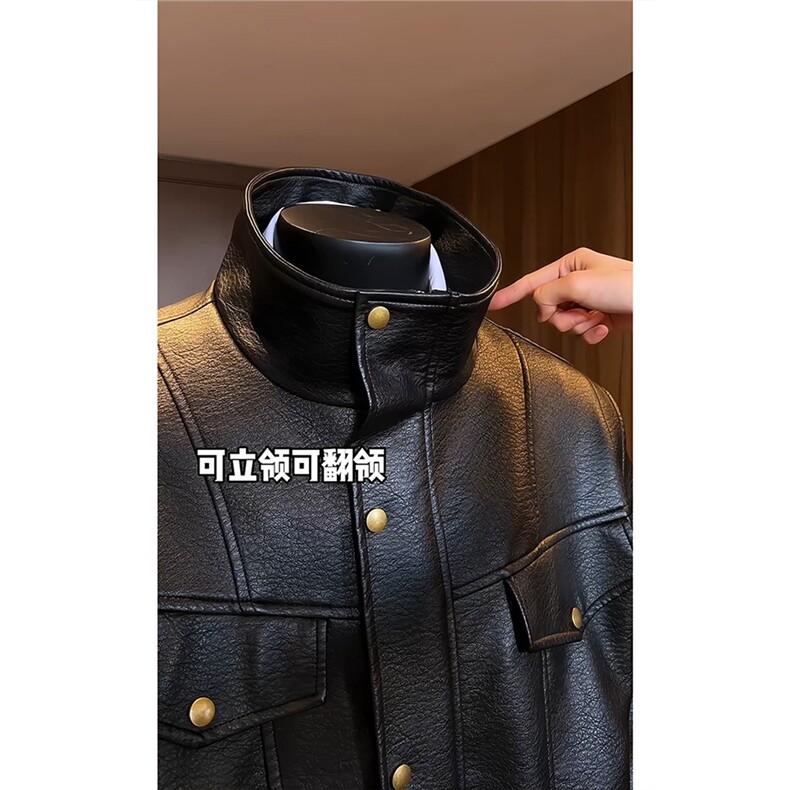 现货美式宽松PU皮机车短款夹克男JK9150/P75,男装夹克,星座205-3