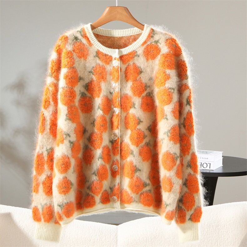 2025年秋季新款柿柿如意针织羊绒上衣时尚休闲通勤百搭，女装羊绒衫，隆秋羊绒