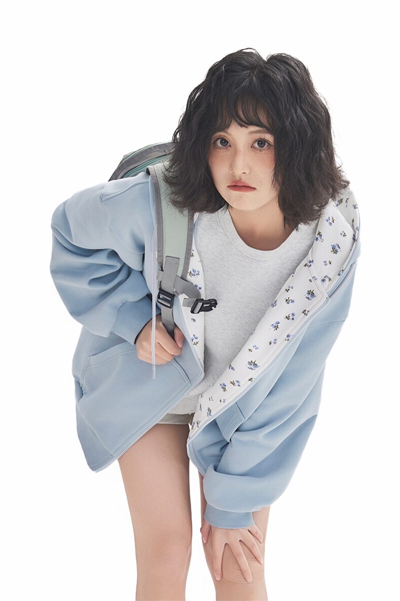 2026春季新款C7076-TP5098美式复古小碎花连帽开衫卫衣外套,男装卫衣,电商A102