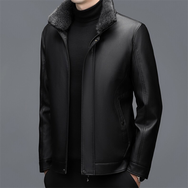 秋冬季男士皮衣绒羽绒服保暖休闲品质毛领立领外套休闲简约男装,男装皮衣,钱塘6003（原4033）