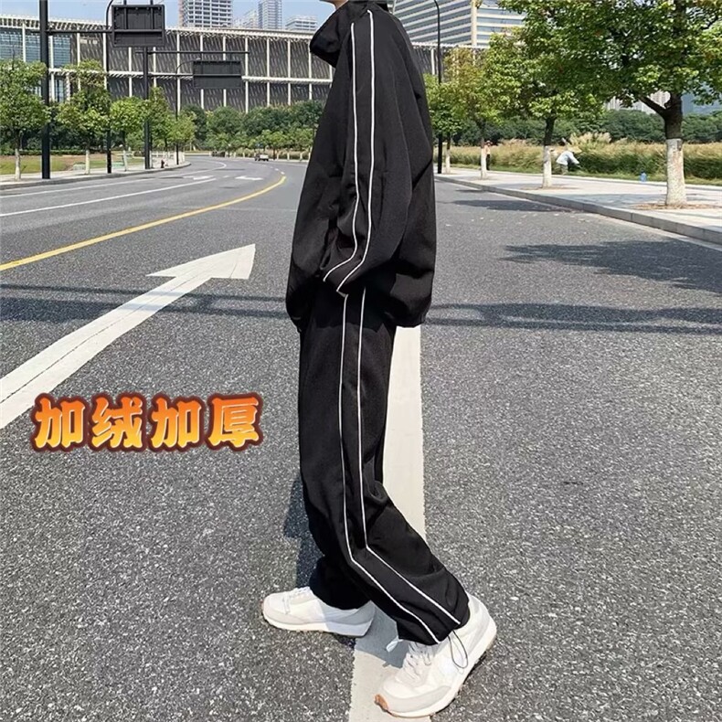 ins运动休闲套装冬情侣潮牌宽松两件套韩版男W5528-常规59-加绒73图片