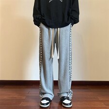 秋季高街织带编织绳休闲长裤地板景XZ604-KP79-P55控68，男装休闲裤，星座604