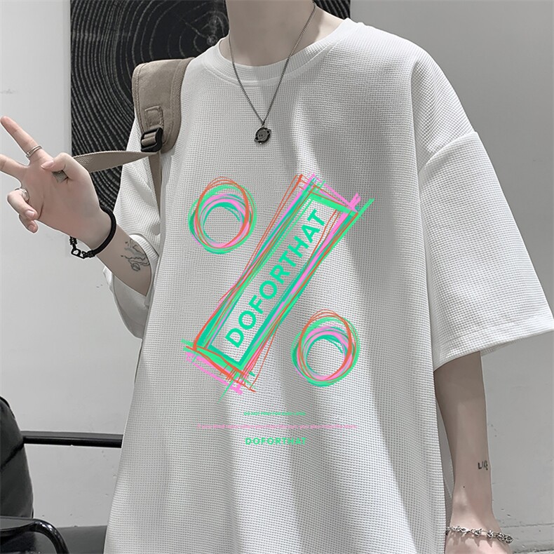 HT73171-P22 华夫格t恤男短袖男大码五分袖 大皂风图片