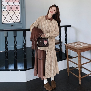宽松减龄波点衬衫针织马甲套装裙女2025秋新款超好看小个子三件套图片