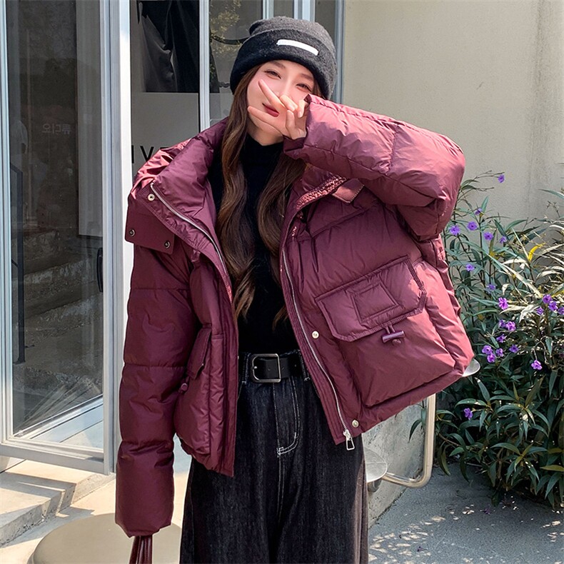 现货可推2025冬装新款气质休闲宽松加厚白鸭绒连帽羽绒服女,女装羽绒服,时尚风爆