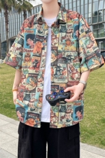 夏季海边沙滩男女同款短袖衬衣潮牌宽松大码XZ102B-1-CS2003P35，男装T恤，星座102B-1