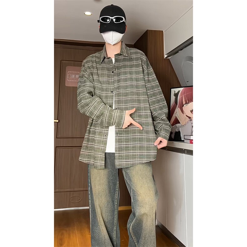 格子衬衫男宽松衬衣KD628-P30,男装衬衫,电商D312-1