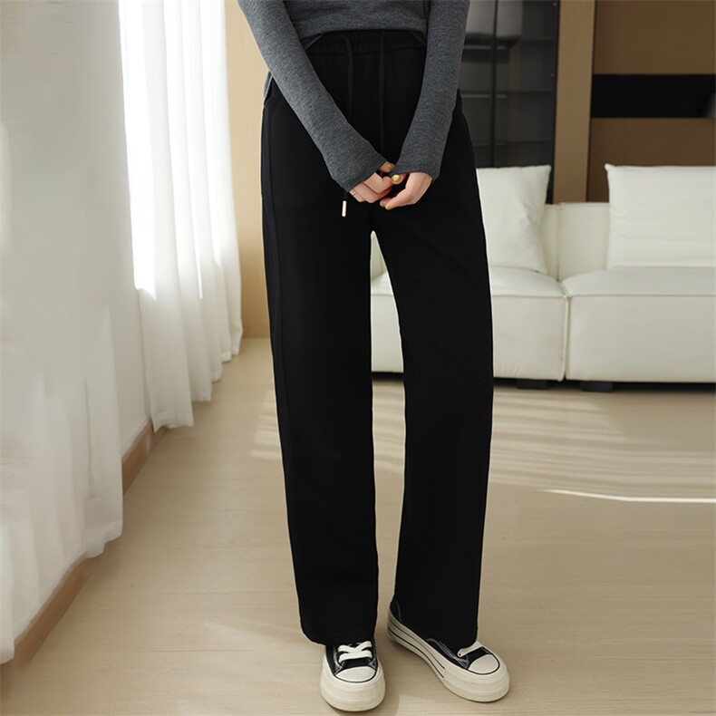 2025新款宽松阔腿休闲裤运动卫裤女士直筒长裤，女装休闲裤，鹏源羊绒