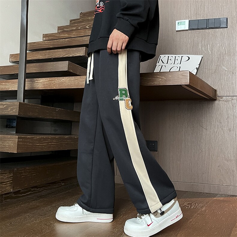 秋冬加绒休闲运动裤男宽松贴标保暖裤kk368p55,男装休闲裤,星座712