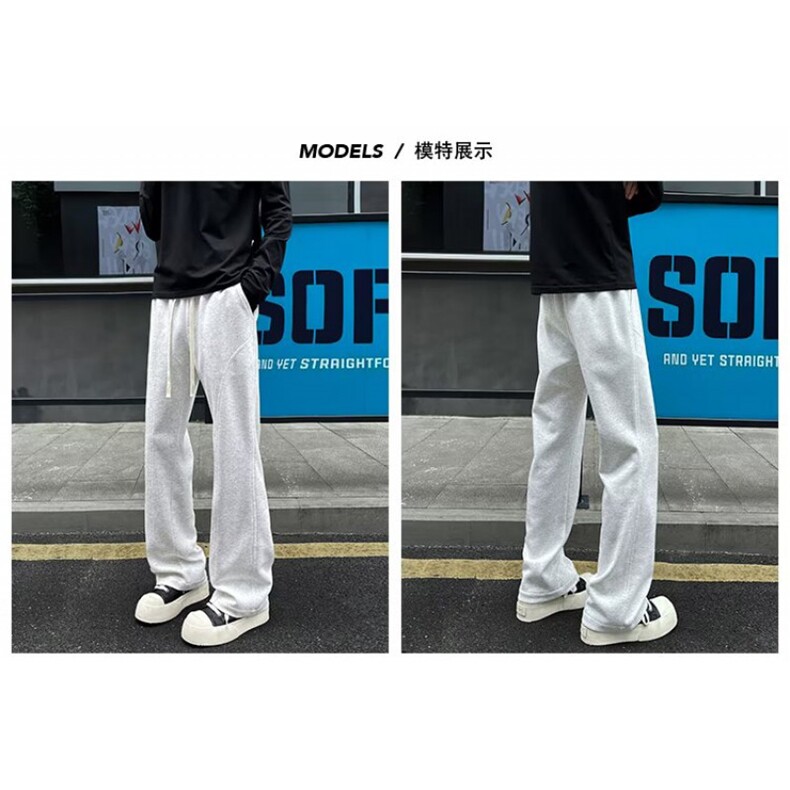【现货】美式直筒卫裤男秋冬休闲运动裤斜切显腿长微喇裤W155P33,男装休闲裤,星座1112-1