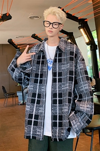秋季新款港风大码复古小香风格子翻领夹克 XZ213-JK9904-P70控88图片