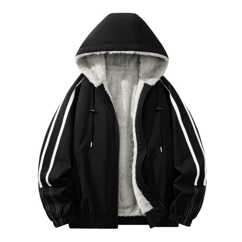 自家图有视频加绒毛领棉衣冬季新款座山雕连帽派克棉服M2556p88,男装棉衣,电商D315