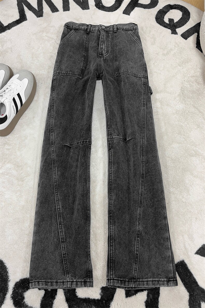 B221美式ins高街暗黑拼接宽松直筒工装牛仔裤LK26632-特P48控88,男装牛仔裤,电商B221