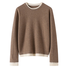 时尚拼色~圆领100纯羊绒衫女假两件软糯亲肤2025秋冬新款针织毛衣，女装羊绒衫，镁纯羊绒