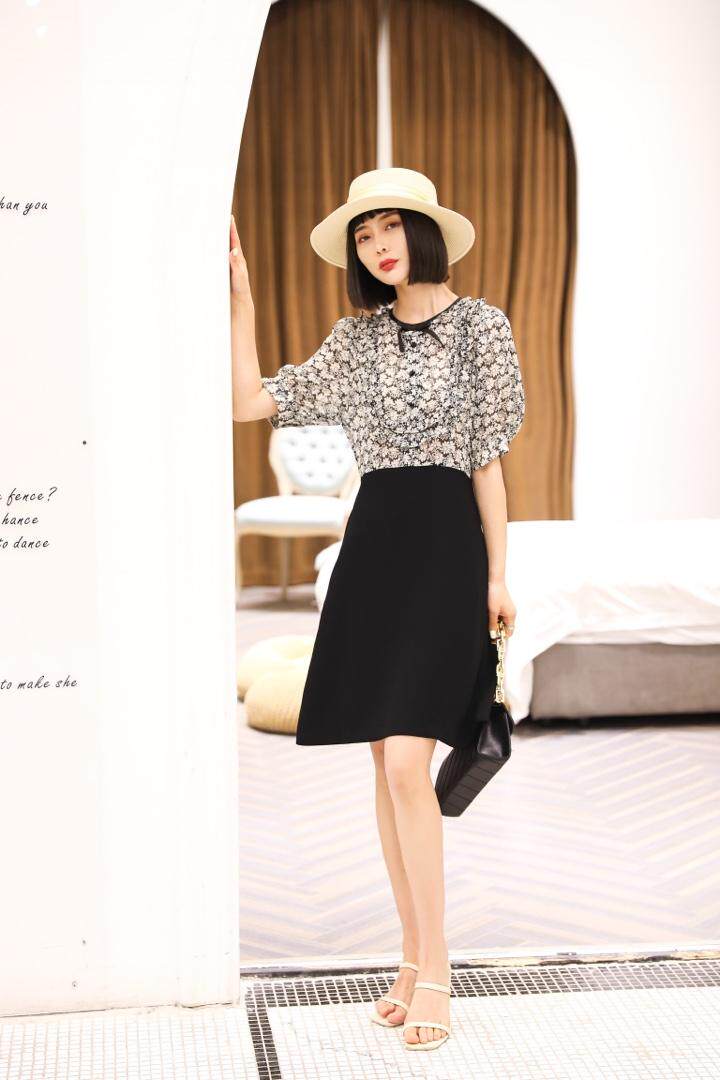 夏季新款连衣裙，女装连衣裙，蘑菇扣