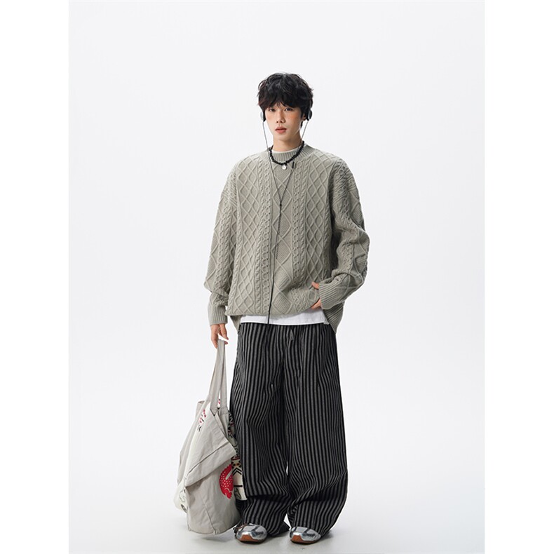 麻花毛衣男冬加厚毛衫日系cleanfit男生圆领针织衫MY1224P68控98，男装针织衫/毛衣，电商D206-1