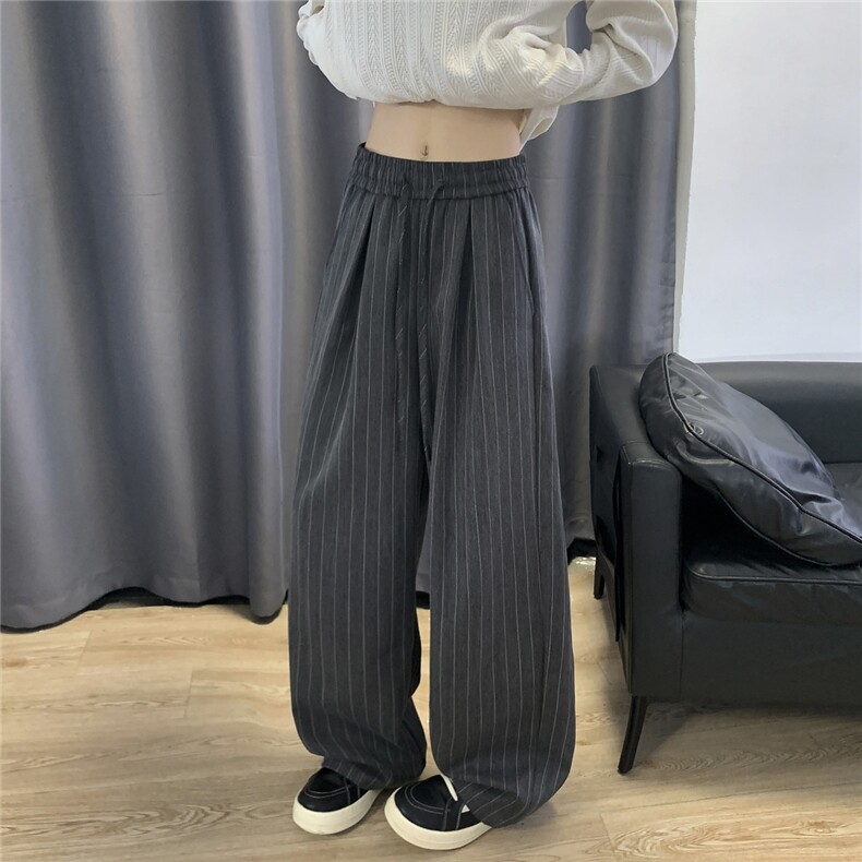 港风秋冬款男条纹西裤宽松阔腿休闲长裤h0066P45，男装西裤，星座1013-1