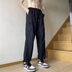 夏季高街工装裤阔腿直筒纯色宽松运动小众长裤K2915-P38，男装休闲裤，星座1109-3