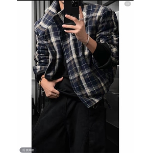 抖音秋冬加棉复古格子正反两面穿棉服夹克男M213-P128(网图）图片