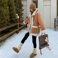 2025年冬季新款双面可穿皮毛一体休闲外套现货，女装羊羔毛/颗粒绒，乐吉娜