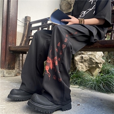 抖音品质风春夏新中式印花宽松冰丝休闲裤B315-K24043-p50控68，男装休闲裤，电商B315
