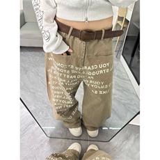 美式复古工装裤男女春秋新款宽松直筒裤子长裤阔腿裤LA82155-P55，男装工装外套，星座1008
