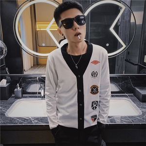 5秋季潮男装针织衫外套社会精神小伙开衫修身毛衣C301B-KS02