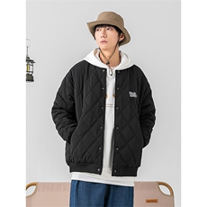 日系棒球领棉服男2025秋冬新款宽松菱格棉衣外套JA5045-P115控198，男装棉衣，电商A362